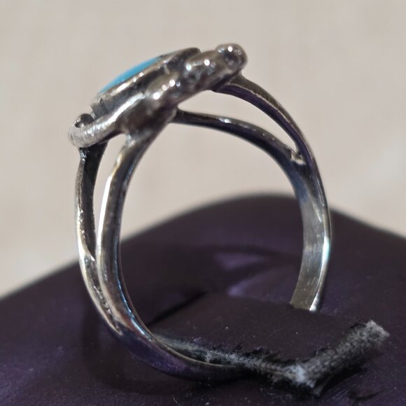 VTG Handmade Southwest Native American Oval Turquoise Sterling Silver Ring 6.25 - Picture 5 of 13